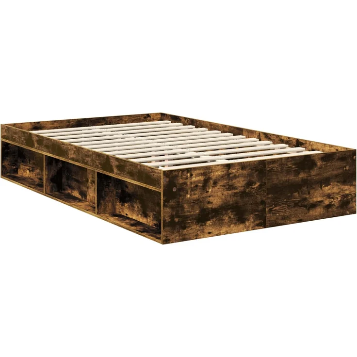 vidaXL Bettrahmen Geräucherte Eiche 120 x 200 cm Massives Kiefernholz 3409787 – Bild 4