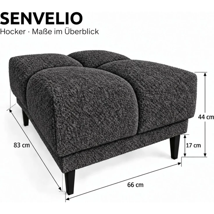 Ecksofa Schlafsofa SENVELIO RELAX inkl. Hocker Stoff Glam Anthrazit Ottomane Rechts – Bild 6
