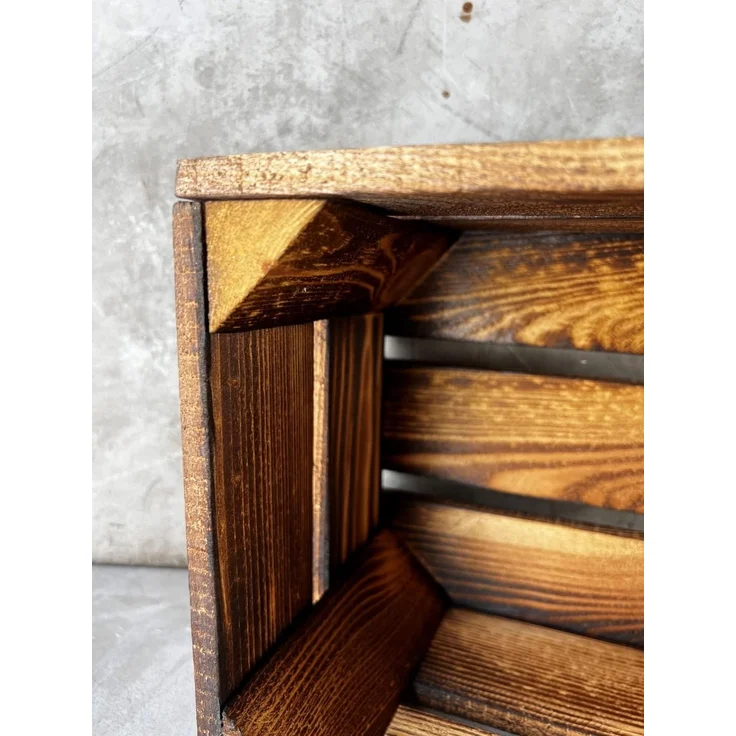 Obstkiste Holzkiste Weinkiste Box Dekokiste Kisten 22x20,5x15cm 3x Geflammt – Bild 5