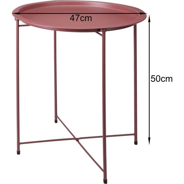 Koopman Beistelltisch Metalltisch Sofatisch Tisch 50x47cm Rosa (Stück, 1-St, Packung), Ø 47cm, runde Tischplatte, Höhe 50cm, hoher Rand – Bild 2