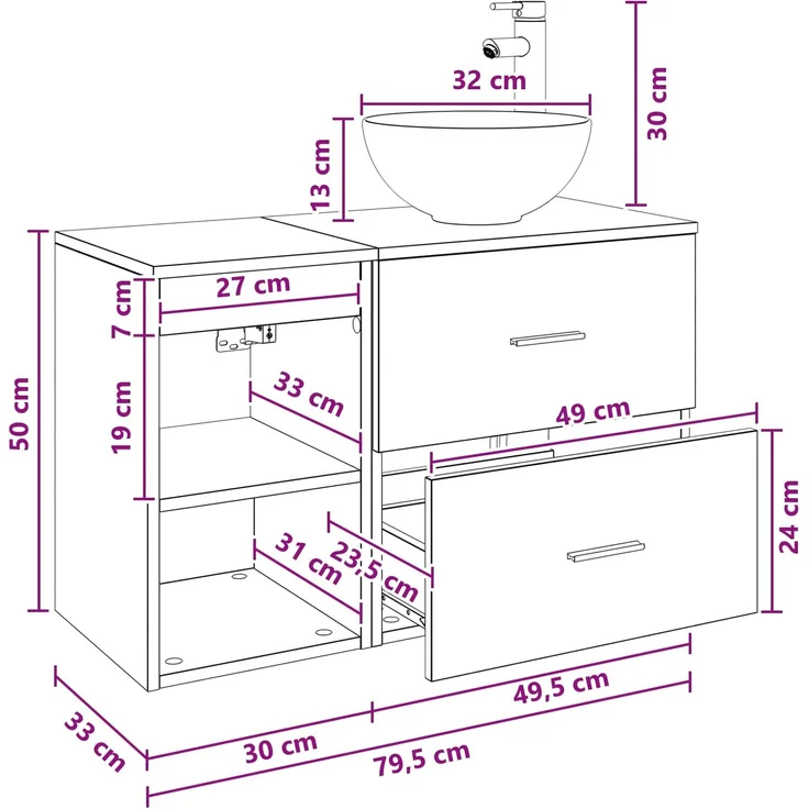 vidaXL Badezimmerschrank-Set 2 stk. Weiß 79,5 x 35 x 80 cm 3403864 – Bild 12