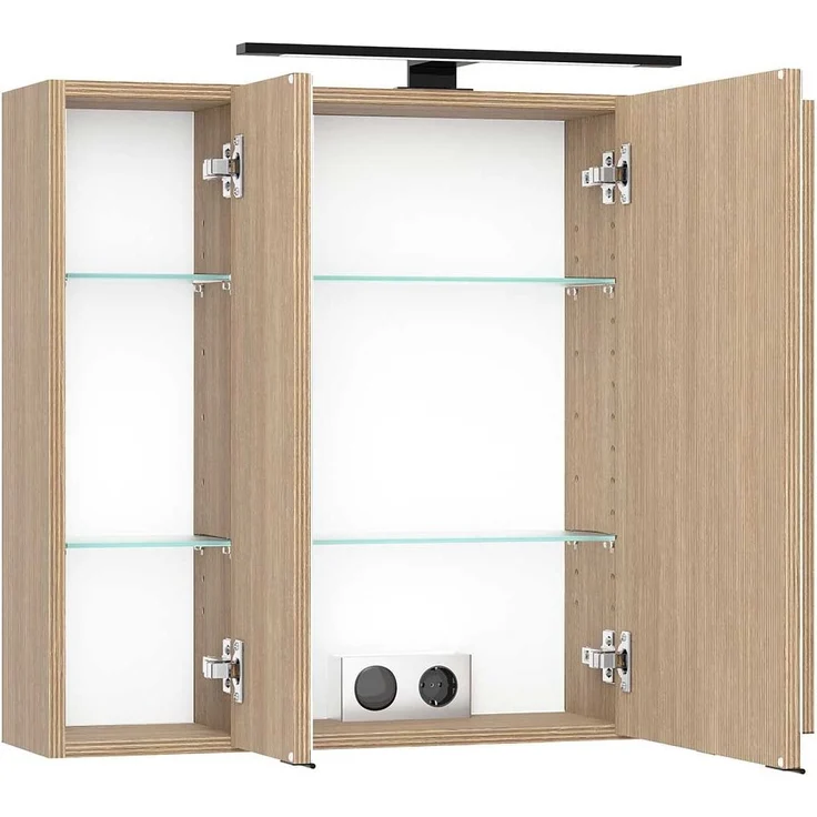 Spiegelschrank vito Menzo / Sheffield, Glas, Holzwerkstoff, Holzfarben, Verspiegelt, 80 x 64 x 20 cm – Bild 2