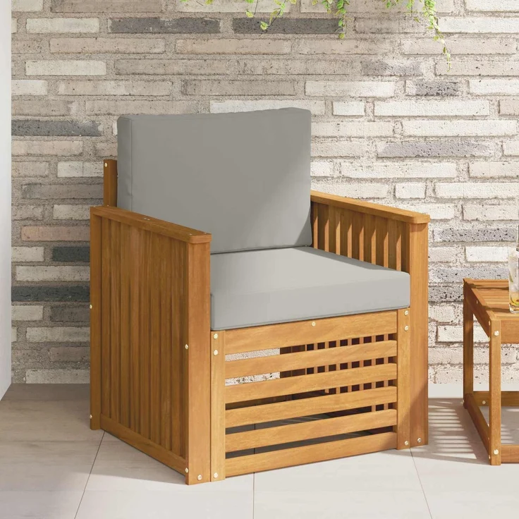 vidaXL Outdoor-Sofagarnitur Natur und Hellgrau Massivholz Akazie 3436351 – Bild 1