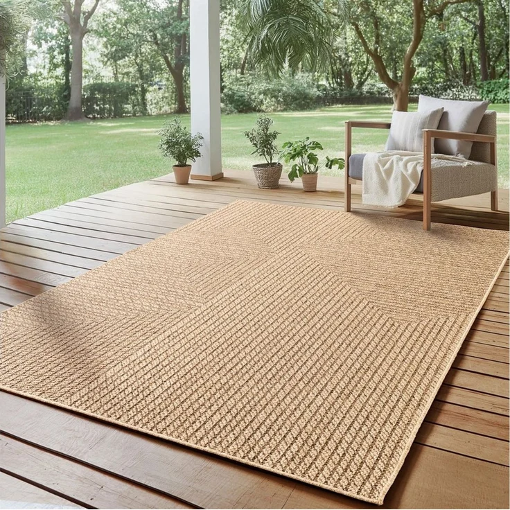 SIMPEX24 Outdoorteppich Boho Design, Rechteckig, Höhe: 5 mm, Outdoor Teppich Wetterfest Modern Wohnzimmer Küchen Terrasse Balkon – Bild 5