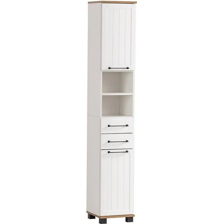 Lomadox Badmöbel-Set JAUSA-80, (Spar-Set, 3-St), Badmöbel im Landhaus-Stil, grau mit Eiche Nb. – Bild 4