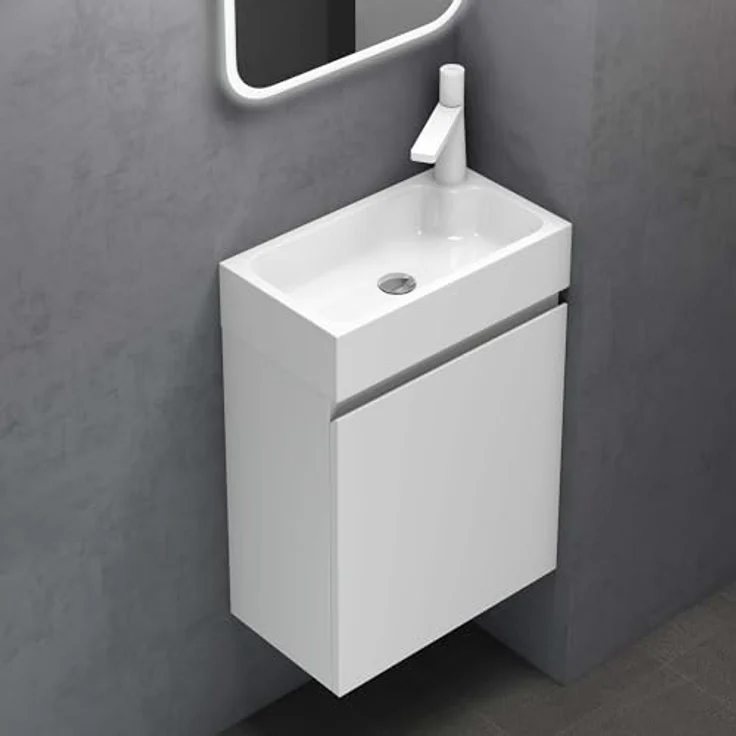 doporro Badmöbel-Set mit Waschbecken Waschtischunterschrank Wandmontage SoftClose Pisa02 – Bild 3