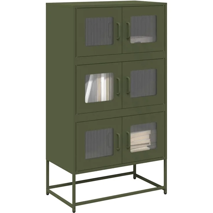 Highboard, BuffetSchrank, Büroschrank Olivgrün 68 x 39 x 123 cm Stahl