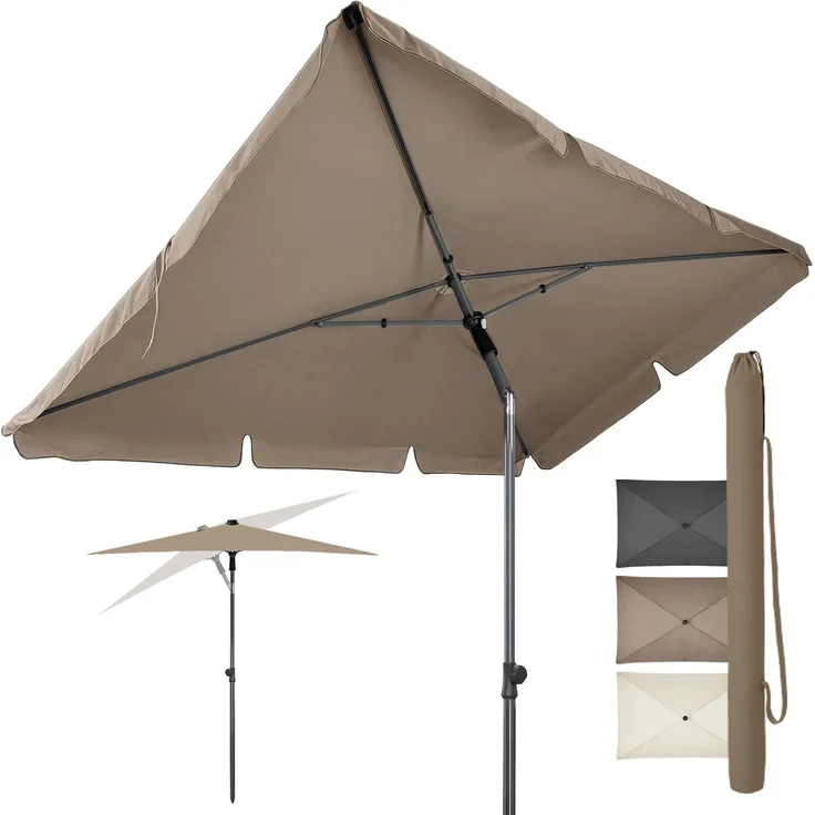 4smile SunnyShade Balkonschirm Rechteckig 210x140 cm, Sonnenschirm Balkon mit UV 50+, Sonnenschutz Balkon, platzsparend, höhenverstellbar und knickbar für Balkon, Taupe