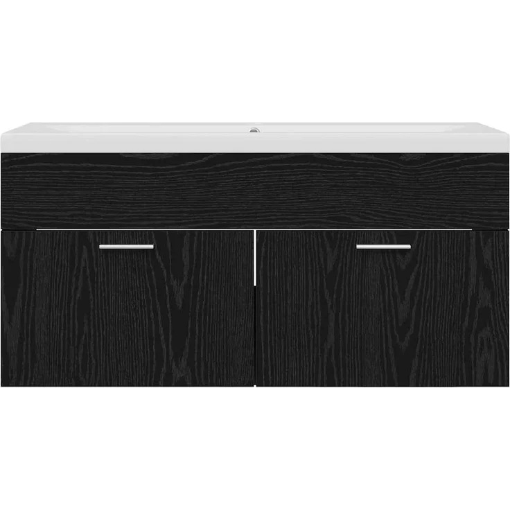 vidaXL Badezimmerschrank Schwarz Eichen-Optik 100 x 38,5 x 46 cm 3416131 – Bild 7