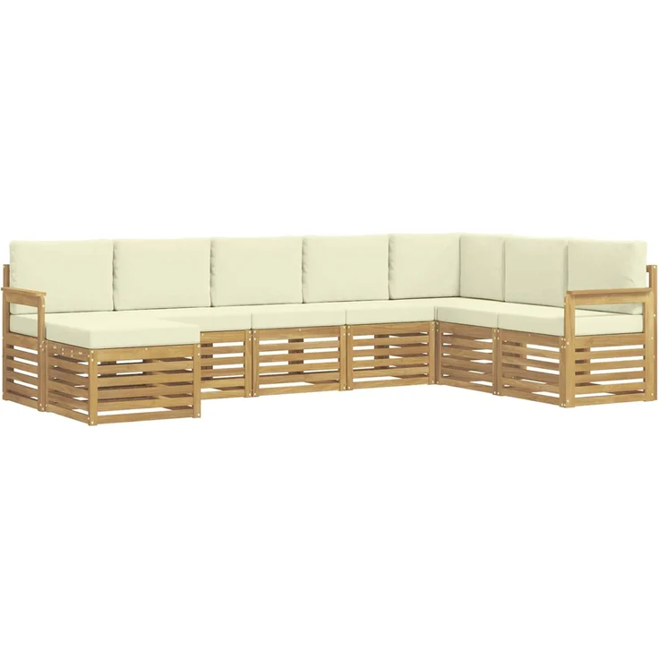 vidaXL Outdoor-Sofagarnitur 8 stk. 8-Sitzer Weiß und Creme Polyester 3392300 – Bild 2