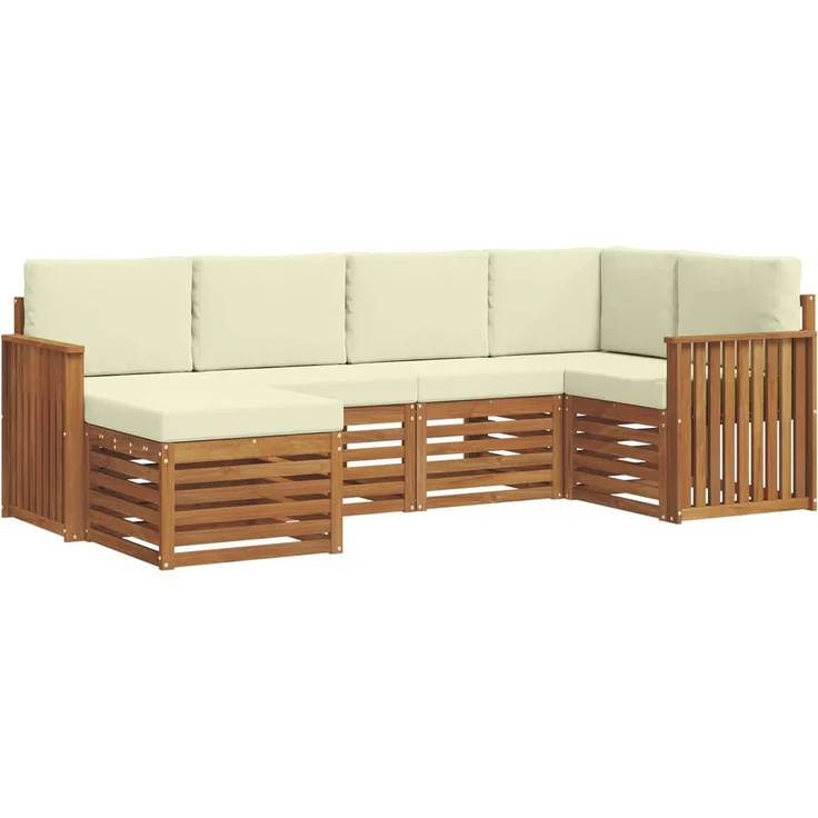 vidaXL Outdoor-Sofagarnitur 6 stk. 5-Sitzer Natur und Creme 3375085 – Bild 2