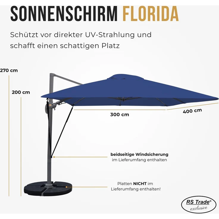 Sonnenschirm dunkelblau 3 x 4 Meter – Bild 2