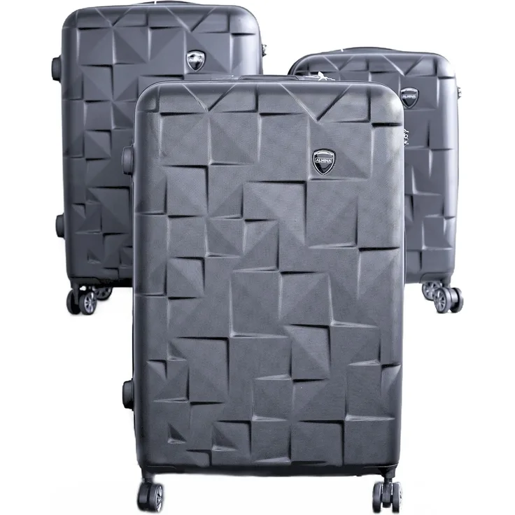 3 Tlg. Koffer-Set - ABS Hartschale mit 4 Rädern 360° drehbar Anthrazit