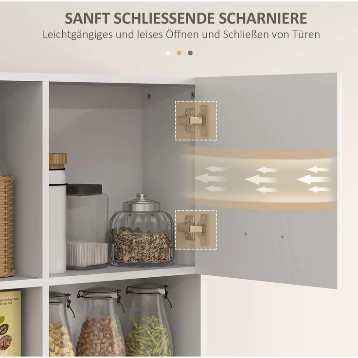 Küchenschrank, Buffet mit Schublade, Soft-Close Türen, 80 x 35 x 180 cm, Weiß--Weiß--180x35x80cm--YOUDENOVA – Bild 8