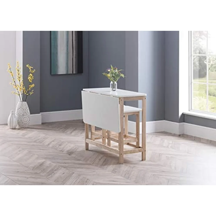 Das Julian Bowen Bar-Set Bergen in Weiß und Natur sind elegante und praktische Barmöbel für moderne Wohnungen – Bild 2