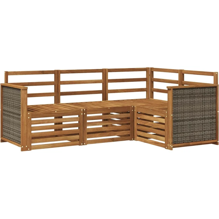 vidaXL Outdoor-Sofagarnitur 4 stk. 4-Sitzer Natur Massivholz Akazie 3384285 – Bild 2