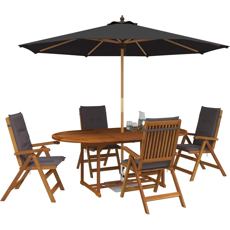 vidaXL Essgruppe für draußen mit Sonnenschirm 6 stk. 4-Sitzer 3438540 – Bild 3