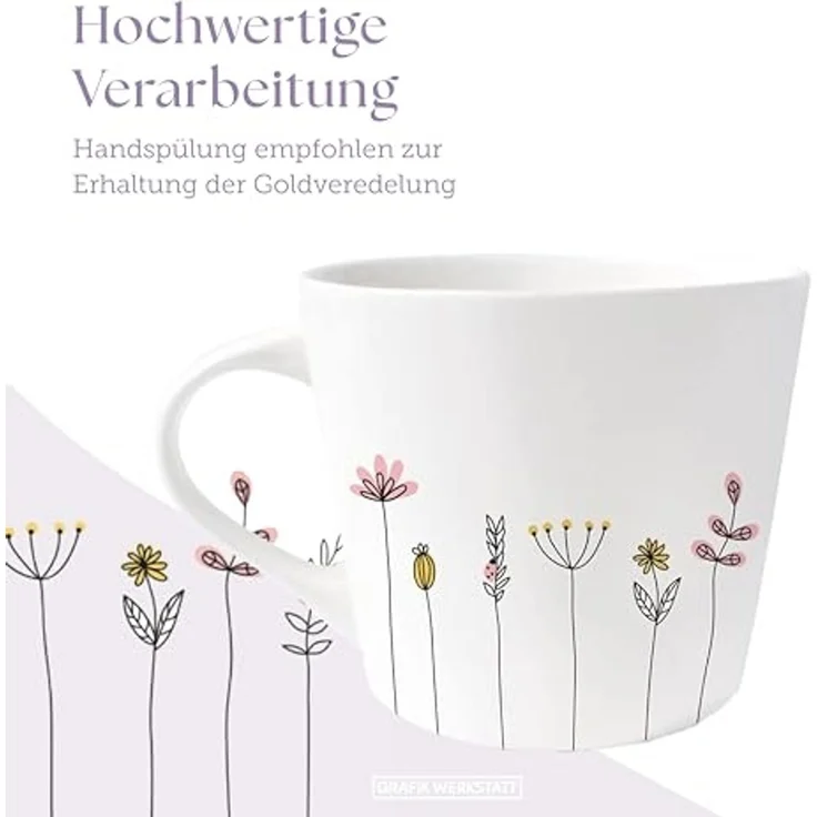 Grafik-Werkstatt Kaffeetasse mit Spruch 300 ml Porzellan Tasse Kleine Auszeit, Vielseitig – Bild 5