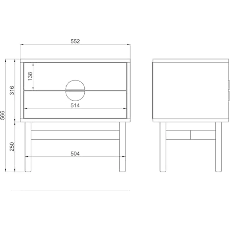 Selsey Nachttisch Beistellschrank Beistelltisch Nachtschrank 55 cm Mit 2 Schubladen Schwarz Stahlrahmen Stoon – Bild 3