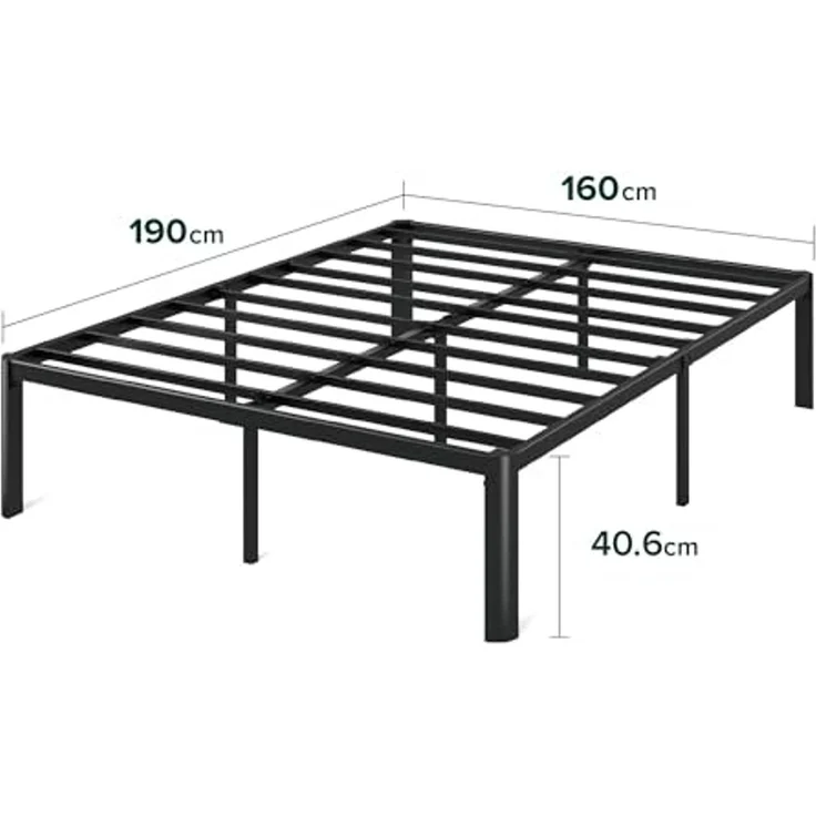 Zinus Van Bett 160x190 cm – Bettgestell 41 cm hoch mit Stauraum unter dem Bett – Plattformbett aus Metall – Schwarz – Bild 2
