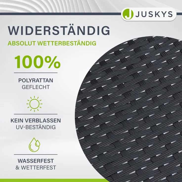 Juskys Polyrattan Gartenstühle Yoro 2er Set - mit Armlehnen & Rückenlehne - 2 Stühle stapelbar - Rattan Stuhl Garten - Stapelstuhl Schwarz – Bild 6