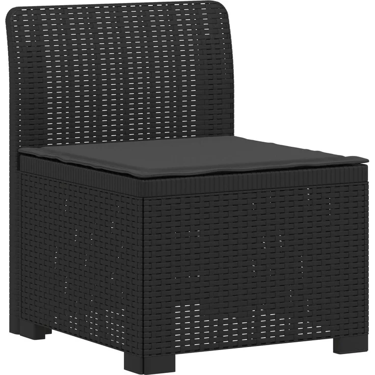 vidaXL 5-Sitzer Gartensofa mit Kissen Rattan-Look PP Anthrazit 3443891 – Bild 4
