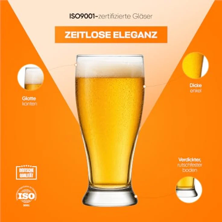 LAV Gläser-Set Brotto Bierglas, 6-tlg, Glas, 6er Set, 565ml, ideal für Biergenuss – Bild 6