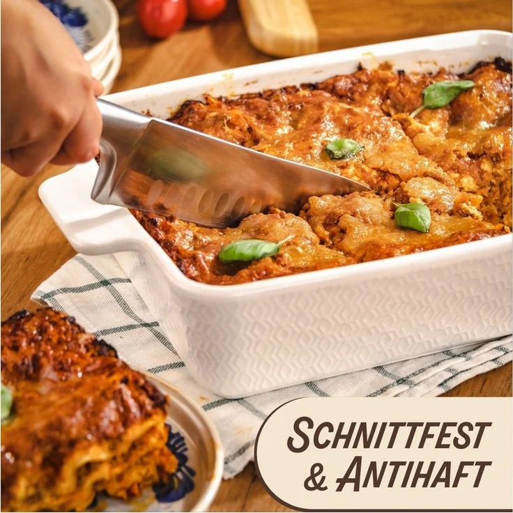 Praknu Auflaufform Auflaufform Groß aus Keramik Weiß, Keramik, (1-St), Für 4 Personen Lasagne, Tiramisu & Auflauf - Hoher Rand - Rechteckig – Bild 2