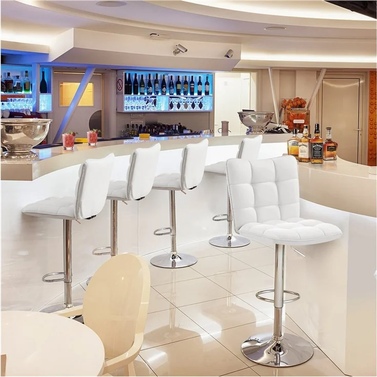 Yaheetech Barhocker Drehhocker mit Fußstütze (4 St), Barstühle 360°Drehbar Küchenstühle Sitzhöhe 62,5 cm - 83 cm – Bild 2