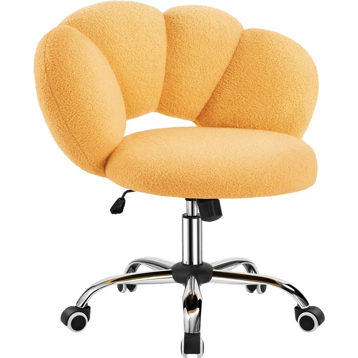 Yaheetech Schreibtischstuhl Bürostuhl Ergonomisch Bürosessel in Wolkenform Schminktischstuhl bis 136 kg Belastbar Computerstuhl Höhenverstellbar für Schlafzimmer Büro Wohnzimmer Gelb