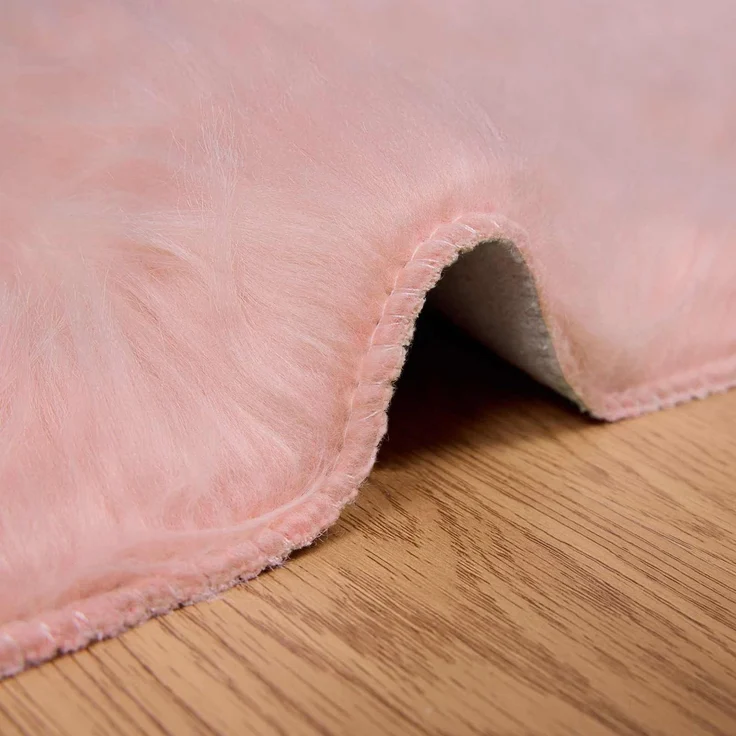 vidaXL Kunstschaffell Teppich Tafalla Rosa 200 x 200 cm Polyester 42021555 – Bild 4