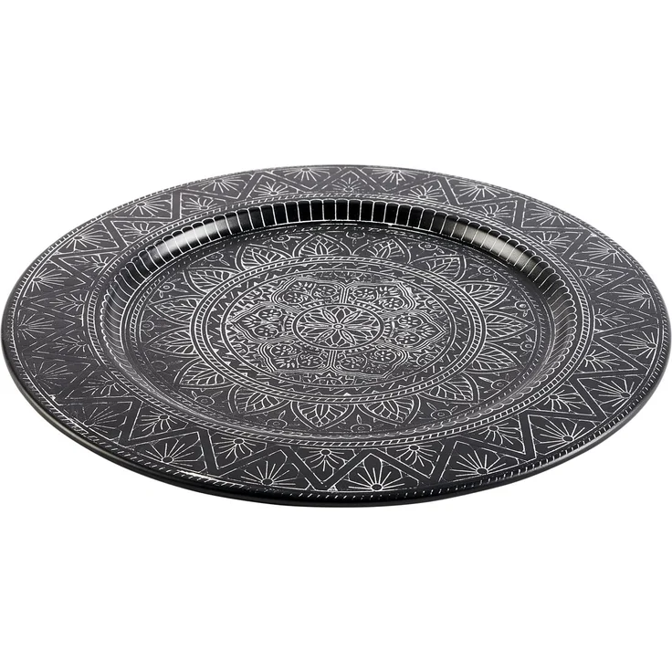 Marrakesch Orient & Mediterran Interior Dekotablett Orientalisches Orient Tablett Teetablett Manar Schwarz, Handarbeit – Bild 2