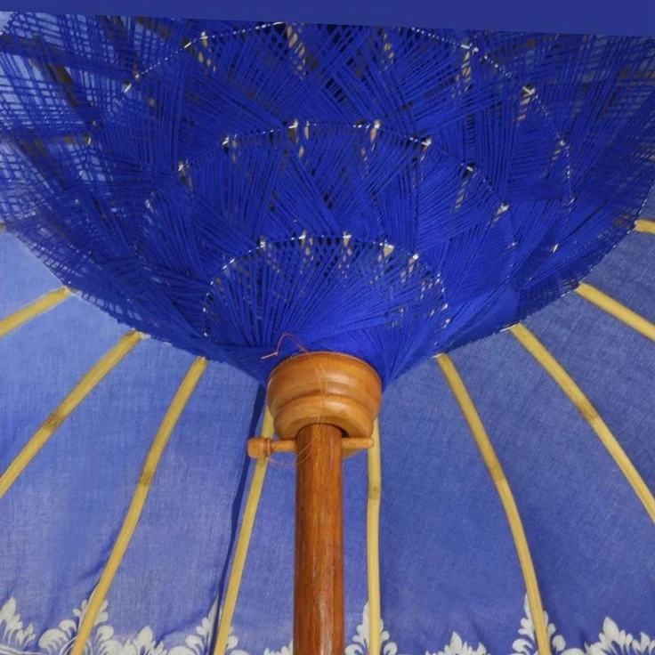 Oriental Galerie Sonnenschirm Balkon Bali-Sonnenschirm 130 Ø cm Blau Silber – Bild 2