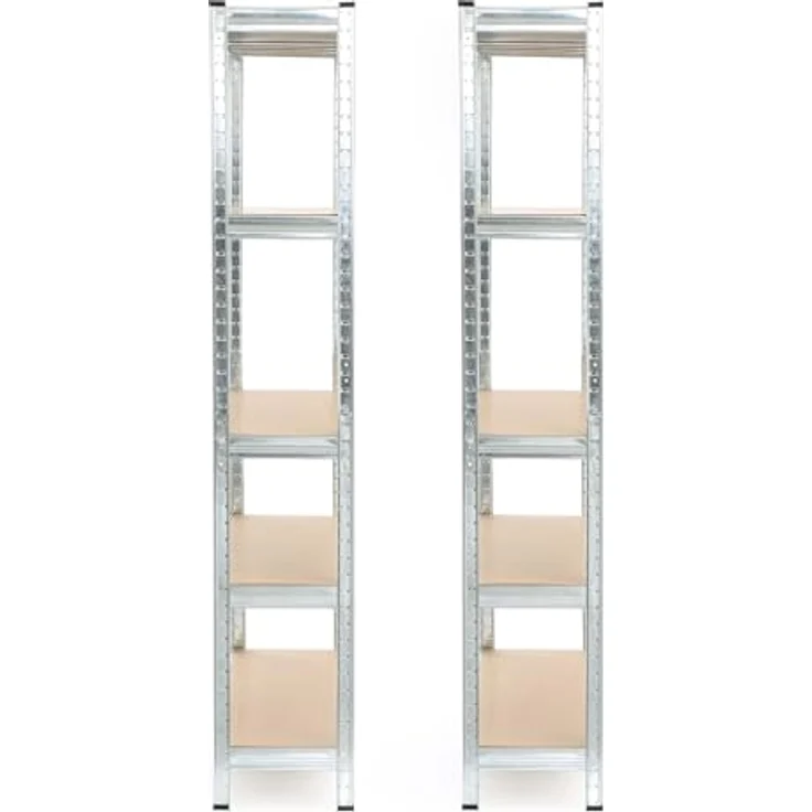 Wiltec Set 2X Schwerlastregal 174 x 75 x 30 cm, 875 kg Gesamtlast, Steckregal verzinkt aus Stahl, Lastenregal mit 5 Ablagen, Werkstattregal – Bild 8