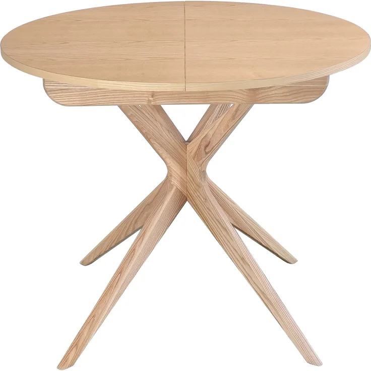Ragaba Runder ausziehbarer Esstisch Ø 90 cm Esche & MDF Eschenholzfurnier Naturfinish