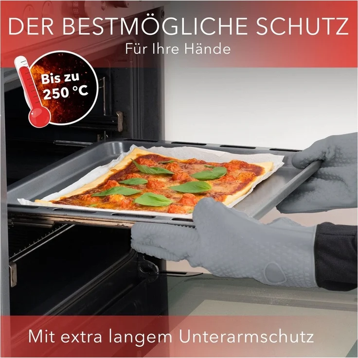 AVANA Topfhandschuhe Silikon Ofenhandschuhe Hitzebeständige Kochhandschuhe Handschuhe, Anti-Rutsch, weiches Baumwoll-Innenfutter, bis 250°C – Bild 2