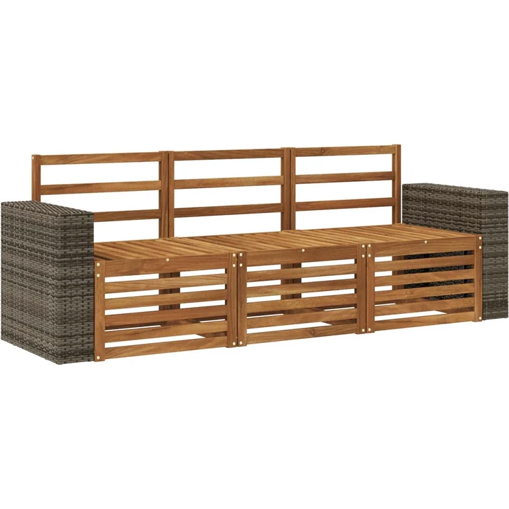 vidaXL Outdoor-Sofagarnitur 3 stk. 3-Sitzer Natur Massivholz Akazie 3383975 – Bild 2