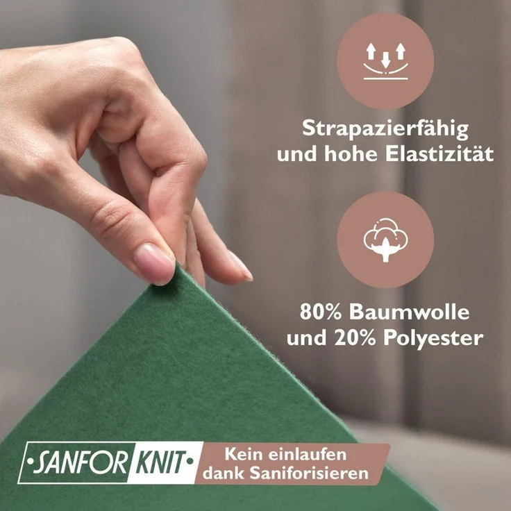 leevitex® Spannbettlaken für kalte Nächte – angenehm weich, passgenau, farbstark & pflegeleicht, Molton, Gummizug: rundum, (1 Stück), verschiedene Größen und Farben, 80% Baumwolle 20% Polyester, 25cm Steg – Bild 4