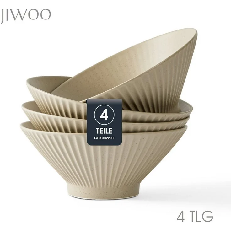 JIWOO Schüssel 4er Ø20cm, Japanische Ramenschüssel Suppenschüssel bowl Pastaschüssel, Keramik, (Schüsselset, 4-tlg), Bowl Hochwertige Schüsseln Braun Schüssel Mikrowellenofen Spülmaschine – Bild 5