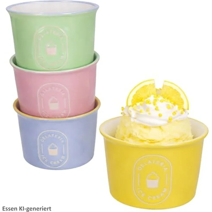 MamboCat Eisschale MamboCat 4er Set Eisbecher Emilia 180ml Ø9cm Steingut bunt Dessert, Steingut – Bild 2