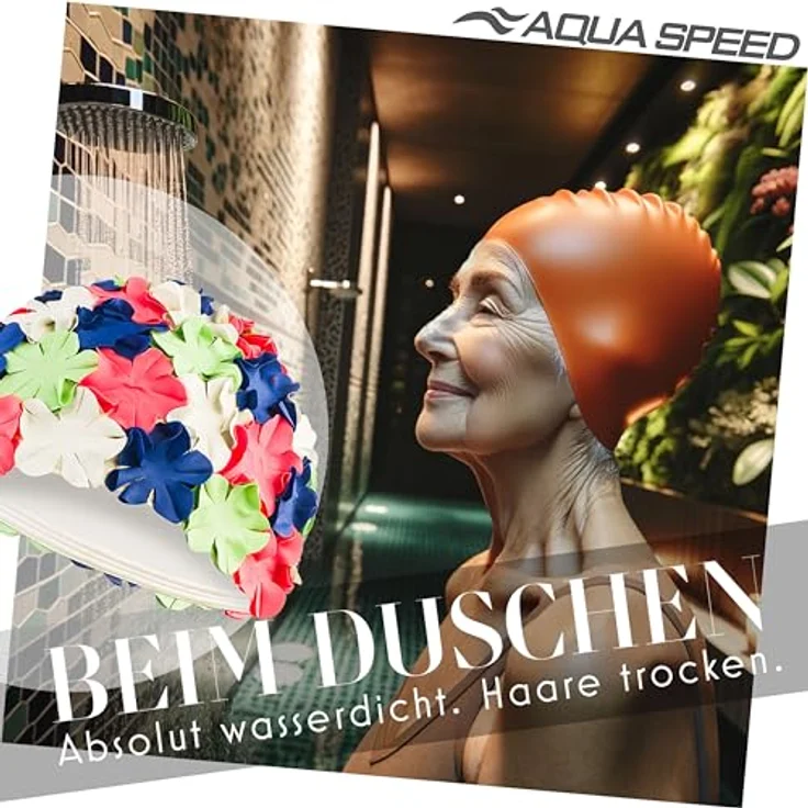 Aqua Speed Badekappe Badehaube mit Blüten-Design Wasserfest & dehnbar Pool & Sport, Blüten-Design mit wasserfestem Material – Ideal für Sport – Bild 7