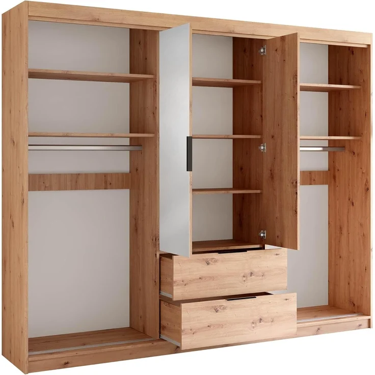 Kleiderschrank Mrynit 250 (Farbe: Artisan Eiche / Artisan Eiche + Schwarz) – Bild 5