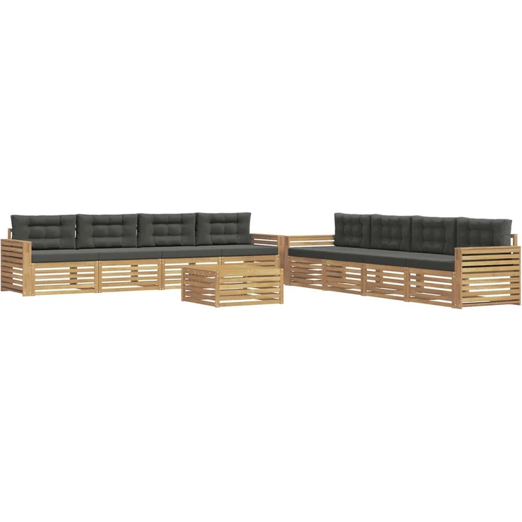 vidaXL Outdoor-Sofagarnitur 9 Stk. Weiß und Anthrazit Polyester 3390252 – Bild 2