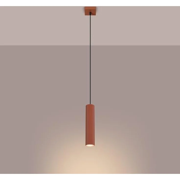 SOLLUX lighting Hängelampe Pendelleuchte Aluminium 1-flammig 8 x 8 x 118 cm Karbon Ockerrot, energieeffiziente Deckenlampe für Innenräume – Bild 3
