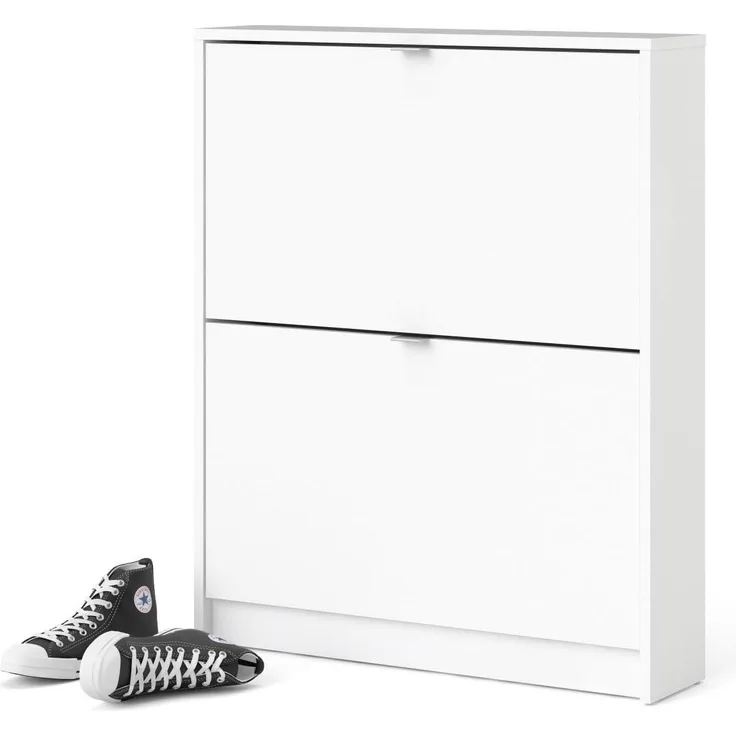 Schuhschrank mit zwei Türen, Farbe Weiß, 70,3 x 85,2 x 16,55 cm