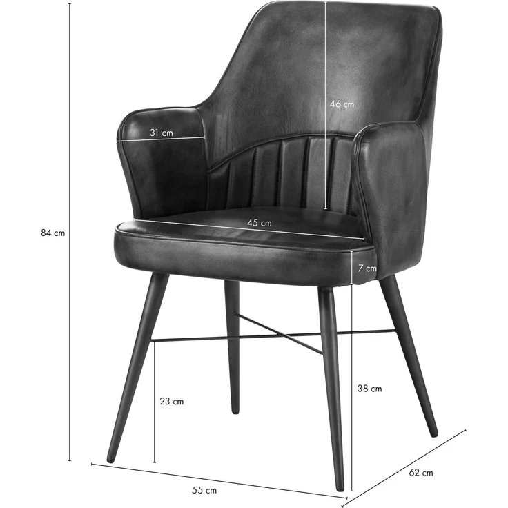 Stuhl Echtleder 55x62x84 dunkelbraun IRON LABEL #30 – Bild 9