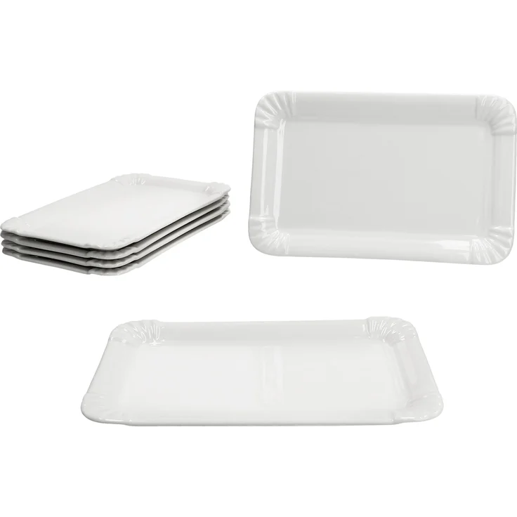 6x Pur Teller aus Porzellan 20x12,8 cm weiß Servier-Teller Pralinen Nuggets – Bild 2