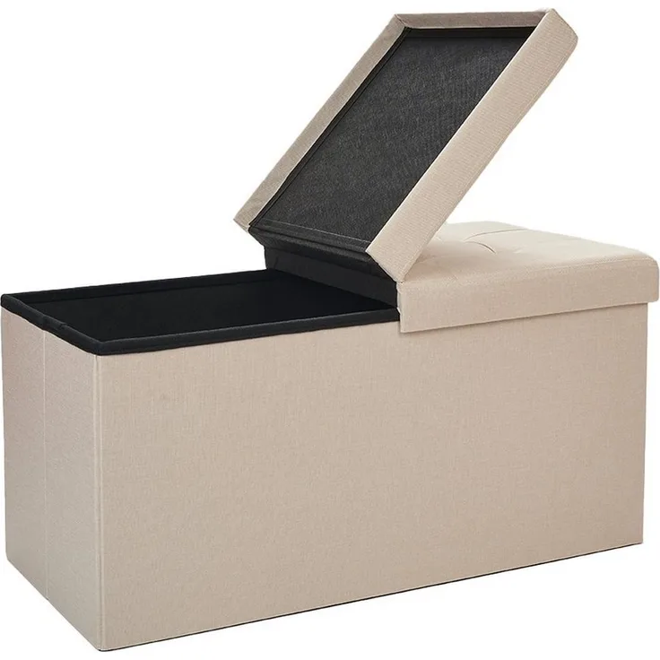 Zedelmaier Sitzbank 76cm mit Stauraum, Sitztruhe,faltbar Aufbewahrungsbox,Fußbank (ZD76-QS), Aus MDF-Platte und Lenien. Faltbar, Truhenbank