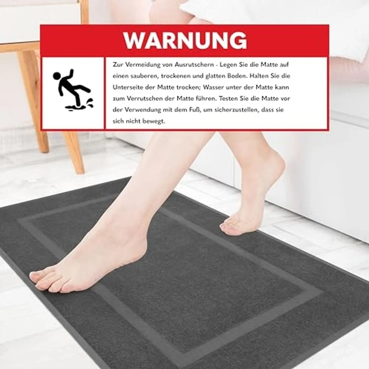 HAMMETEX Badematte Hotelmatte, Duschvorleger, Höhe 5 mm, rutschhemmend beschichtet, beidseitig nutzbar, Baumwolle, rechteckig, 2-teiliges Set, einfarbig, 100% Baumwolle – Bild 3