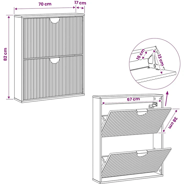 vidaXL Schuhschrank VENRAY 70 x 17 x 82 cm Holzwerkstoff Altholz 8020070 – Bild 9